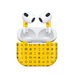 Airpods 4 Tech Icons Yellow Skin