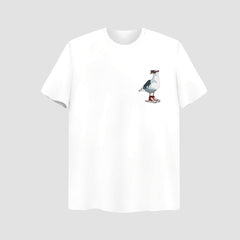 Seagull Embroidered White Oversize T Shirt