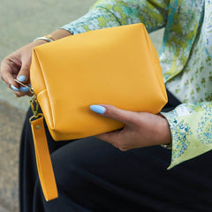 Leather Multi Purpose Pouch - Yellow