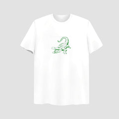 Croc Embroidered White Oversize T Shirt