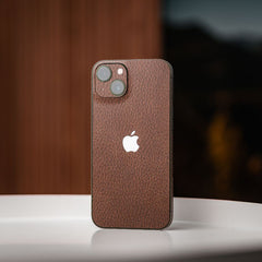 Brown leather mobile skin