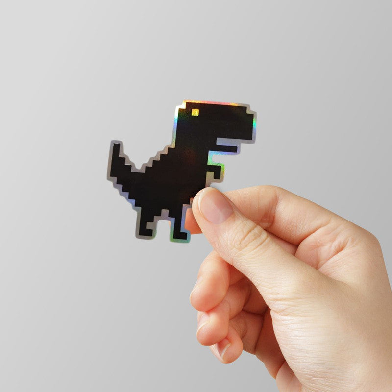 Pixel Dino Holographic Laptop Sticker – WrapCart Skins