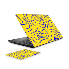 wavy-neon-blue-laptop-skin-and-mouse-pad-combo WrapCart India